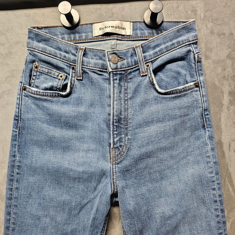 Reformation High & Skinny Jeans Rhine Wash Blue High‎ Rise Denim Size 24 LY358